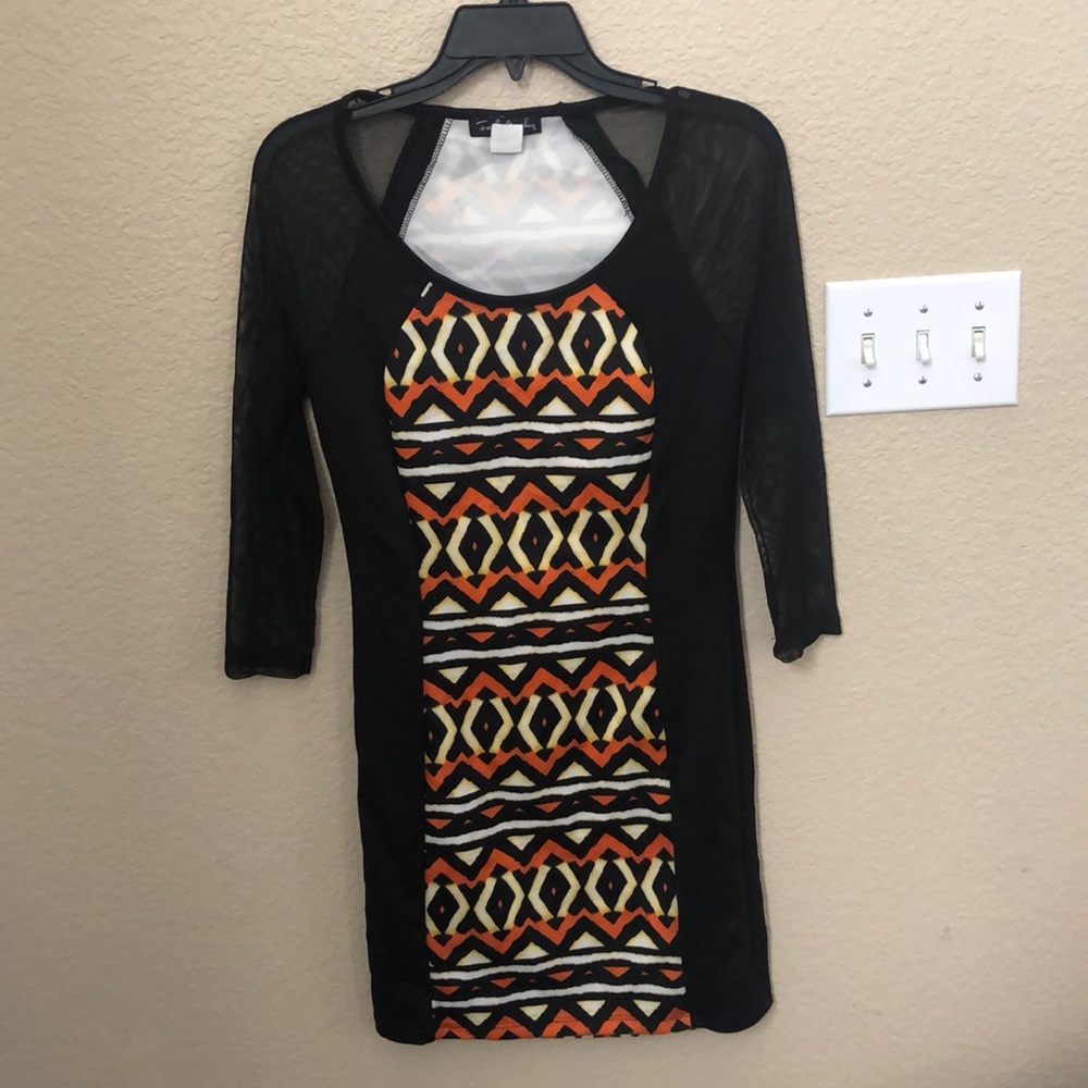 Black and Orange Mini Dress